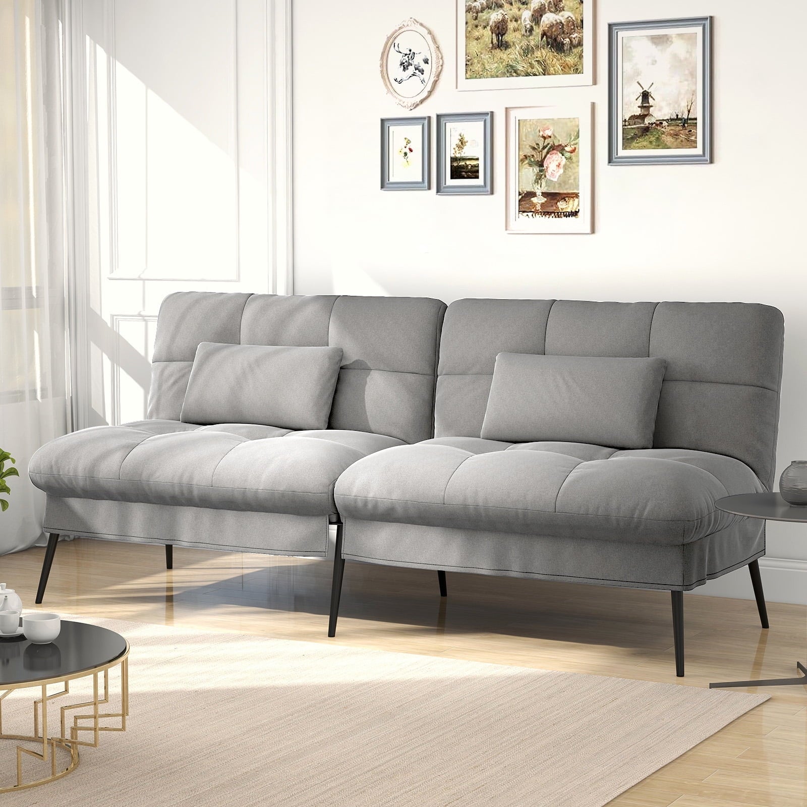 COMHOMA Cloud Comfort Convertible Futon Sofa Bed, Gray