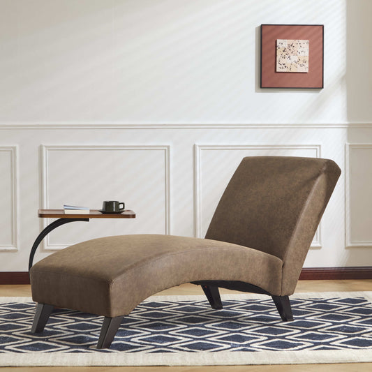 Christopher Knight Home Contemporary Curved Chaise Lounge, PU Leather, Dark Coffee