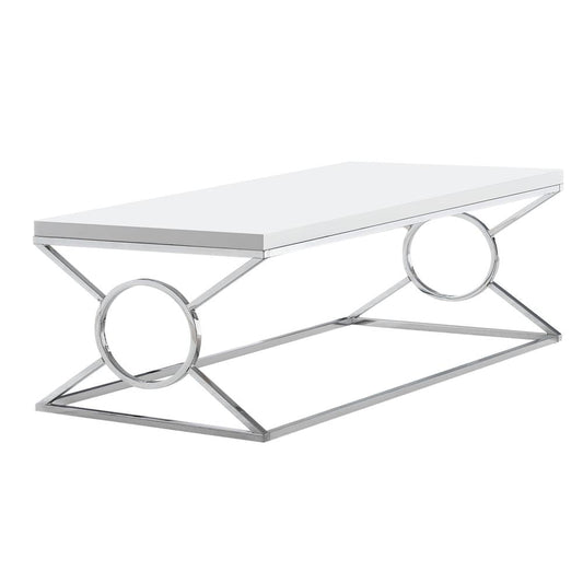 Coffee Table Accent Cocktail Living Room 44"L Metal Glossy White