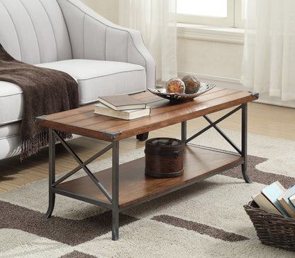 Convenience Concepts Brookline Coffee Table with Shelf, Dark Walnut/Slate Gray