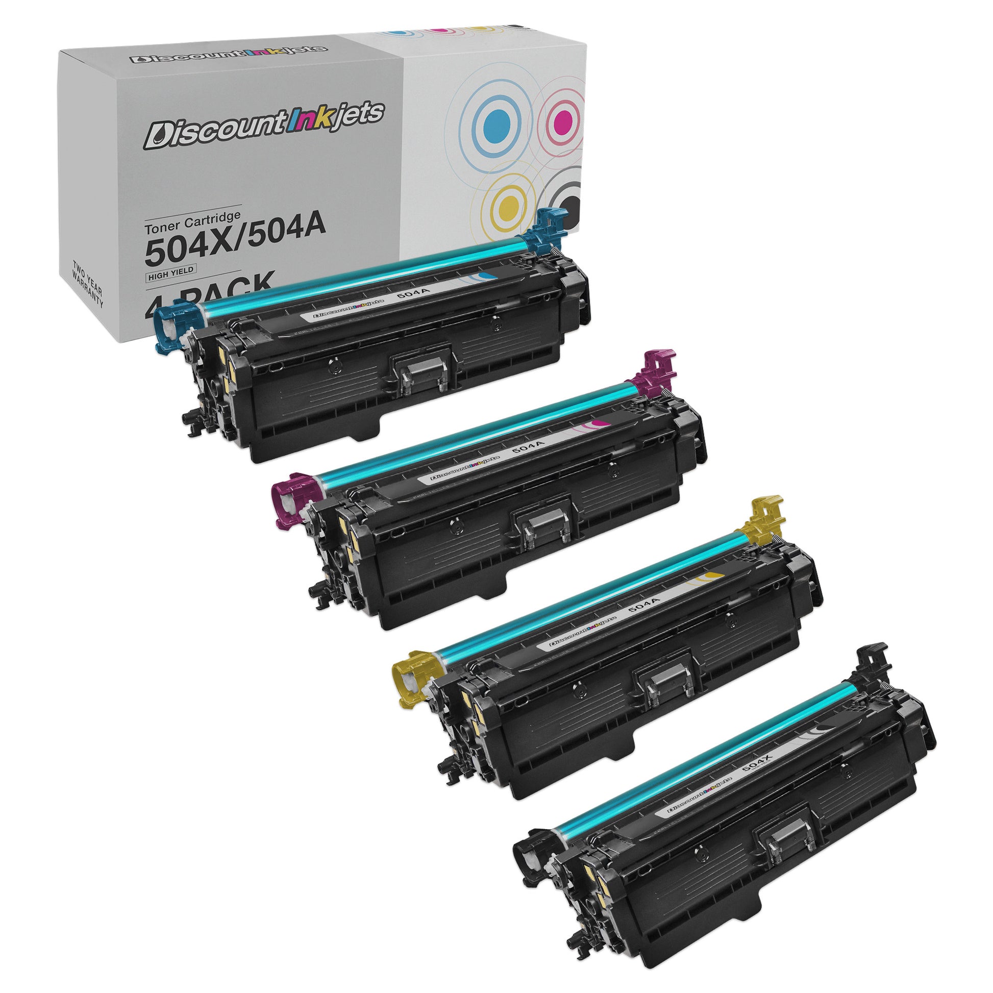 DI Toner Cartridge Replacement for HP 504X & 504A (4Pack, B, C, M, Y) Compatible with HP CM3530fs, CP3525n, CP3525dn, CP3525x, CP3530, CP3525, CM3530