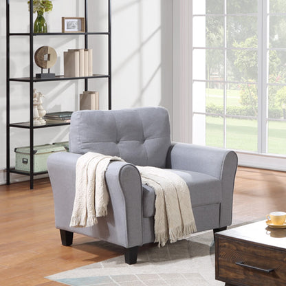 Euroco 35" Modern Couch Living Room Armchair Linen Upholstered Sofa, Light Gray