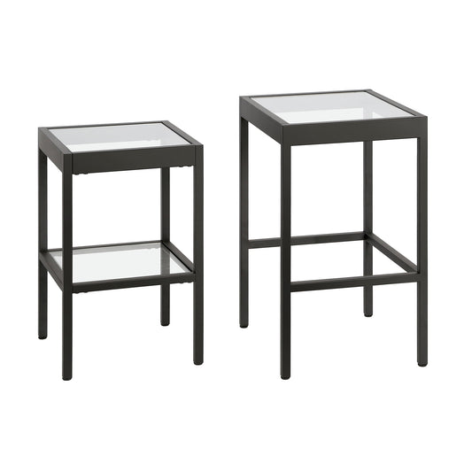 Evelyn&Zoe Alexis Rectangular & Square Nested Side Table, Blackened Bronze