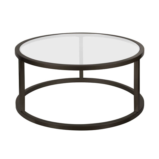 Evelyn&Zoe Parker 35" Wide Round Coffee Table, Blackened Bronze
