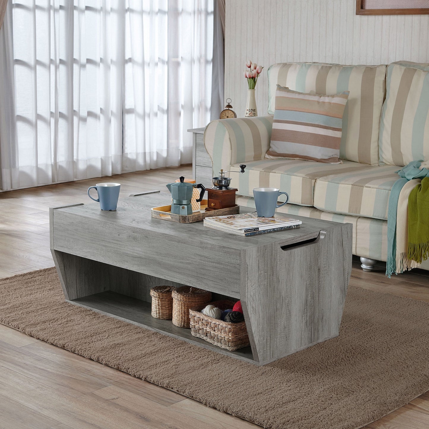 Furniture of America Chet Lift-Top Coffee Table, Gray