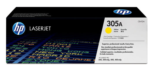 HP 305A Yellow Original LaserJet Toner Cartridge, ~2,600 pages, CE412A