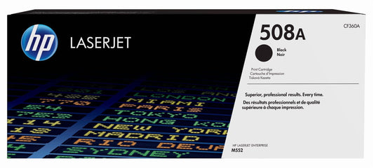 HP 508A Black Original LaserJet Toner Cartridge, ~6,000 pages, CF360A