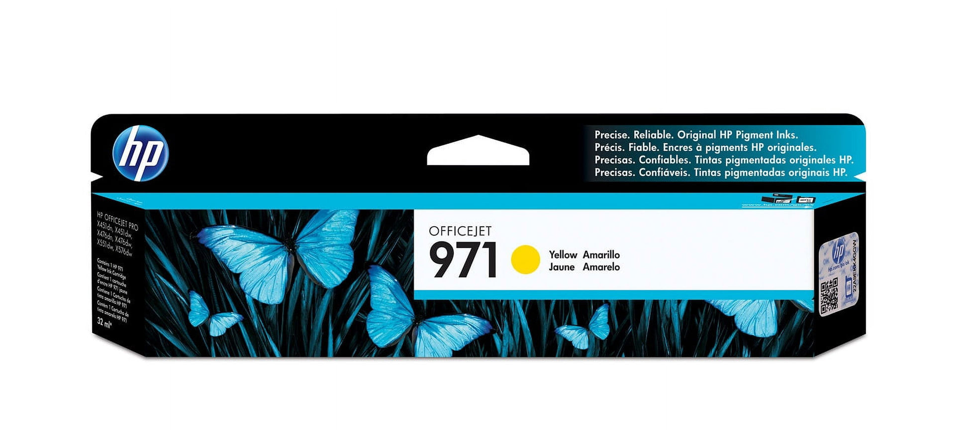 HP 971 Yellow Original Ink Cartridge, ~2,500 pages, CN624AM