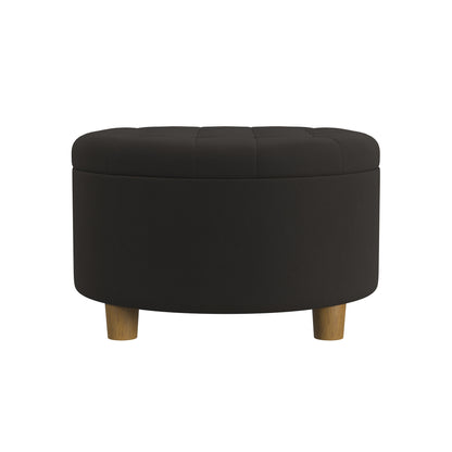 HomePop Large Round Button Tufted Storage Ottoman, Fawn Velvet