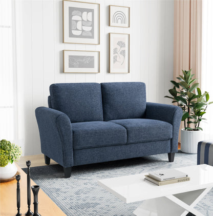 Lifestyle Solutions Alexa Loveseat with Rolled Arms, Gray Fabric