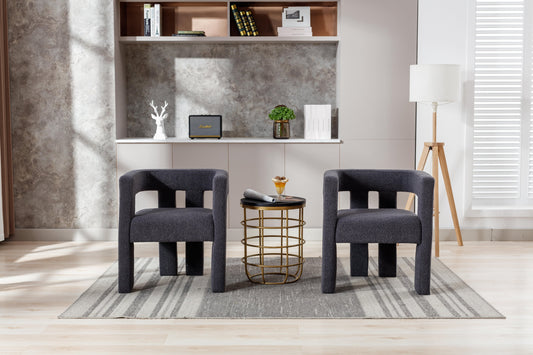 MOONMISS Boucle Upholstered Contemporary Designed Side Accent Armchair for Living Room&Dining Room(set of 2)-Carbon Black