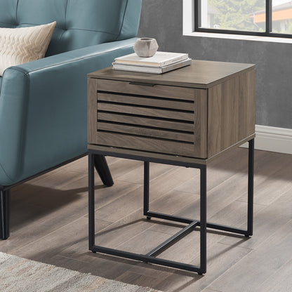 Manor Park Niantic Modern Slat Door End Table, Slate Grey