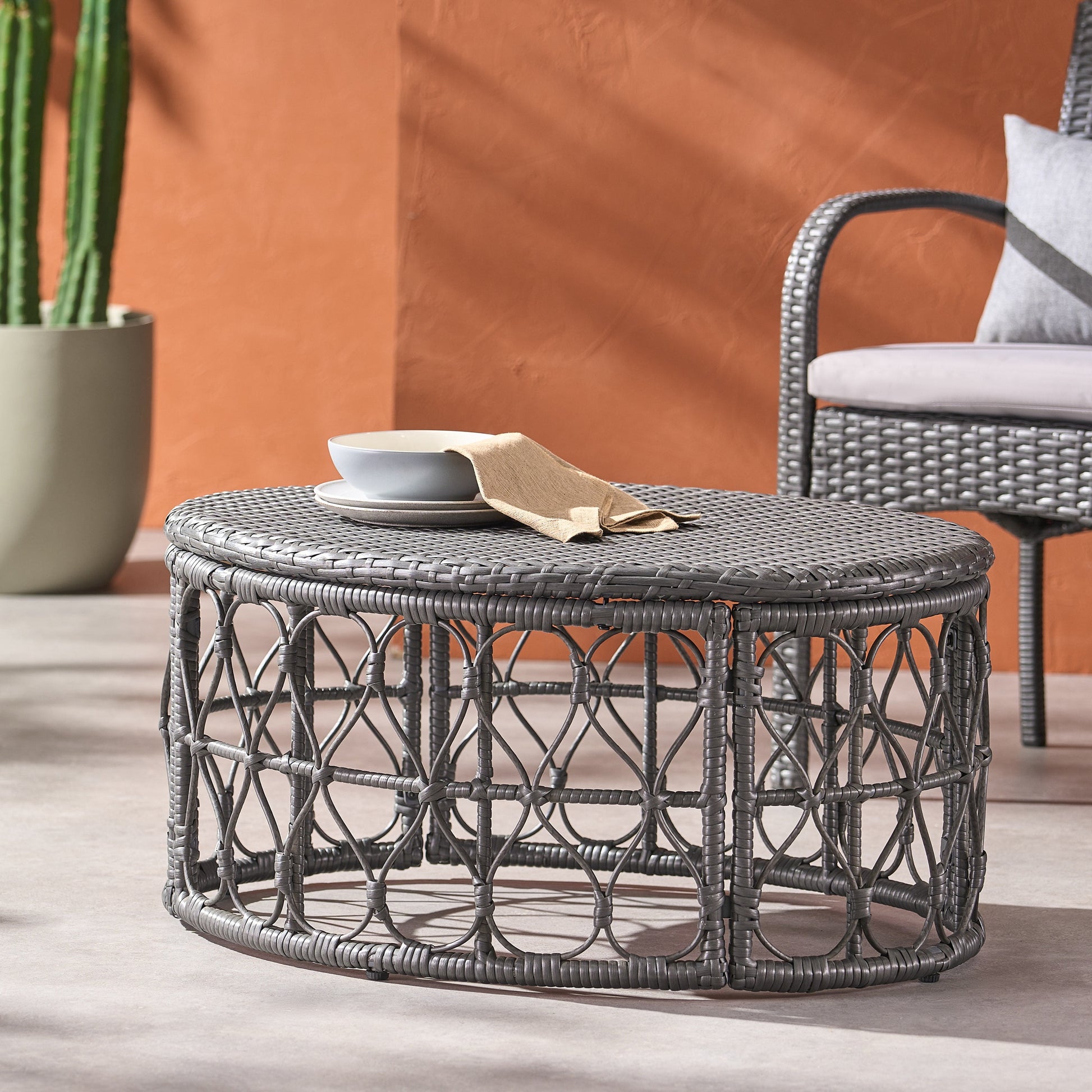 Montserrat Wicker Outdoor Coffee Table, Gray