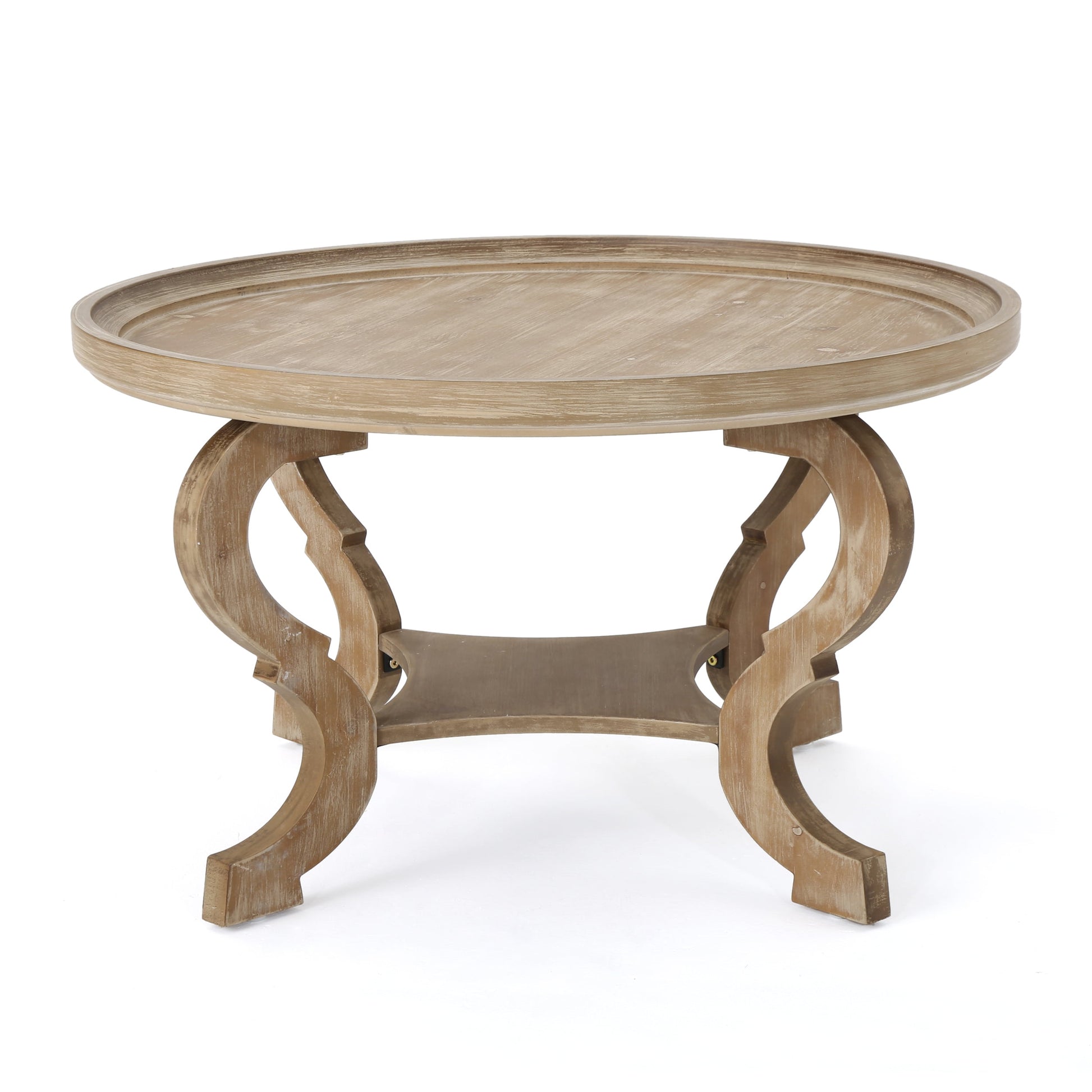 Noble House Shelton Faux Wood Circular Coffee Table, Nature