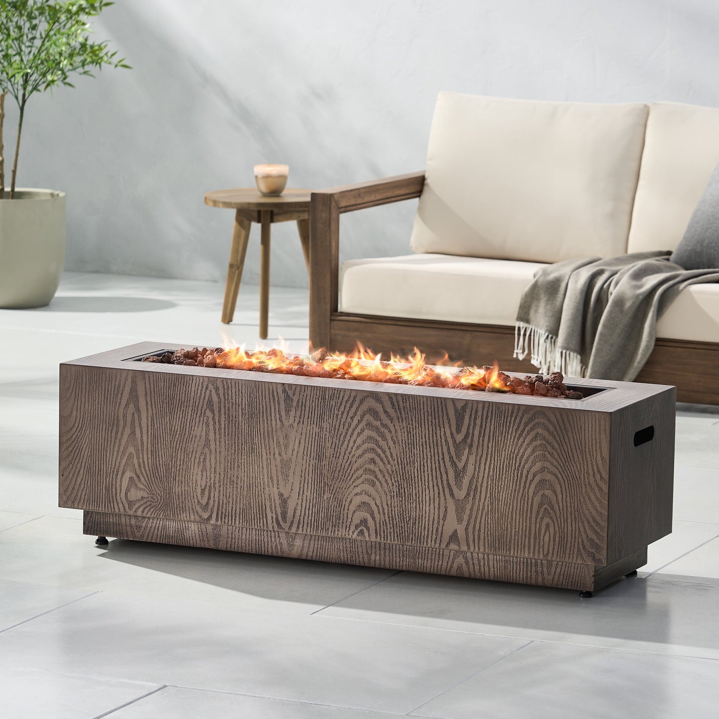 Reign Metal Outdoor 50,000 BTU Rectangular Fire Pit (No Tank Holder), Dark Gray