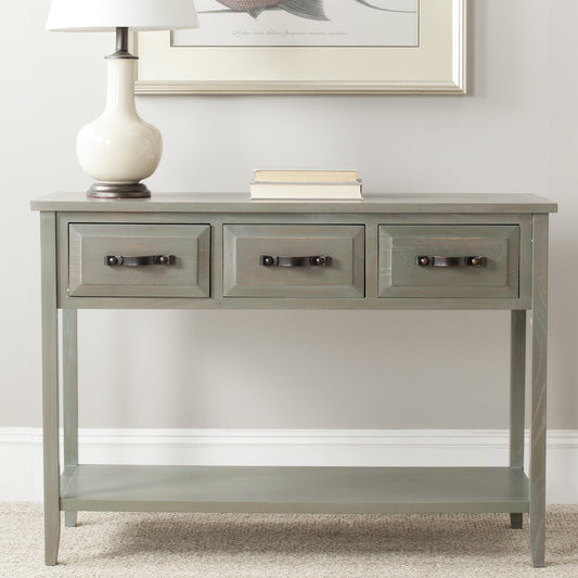 SAFAVIEH Aiden Contemporary Rustic Console Table w/ 3 Drawers, French Grey