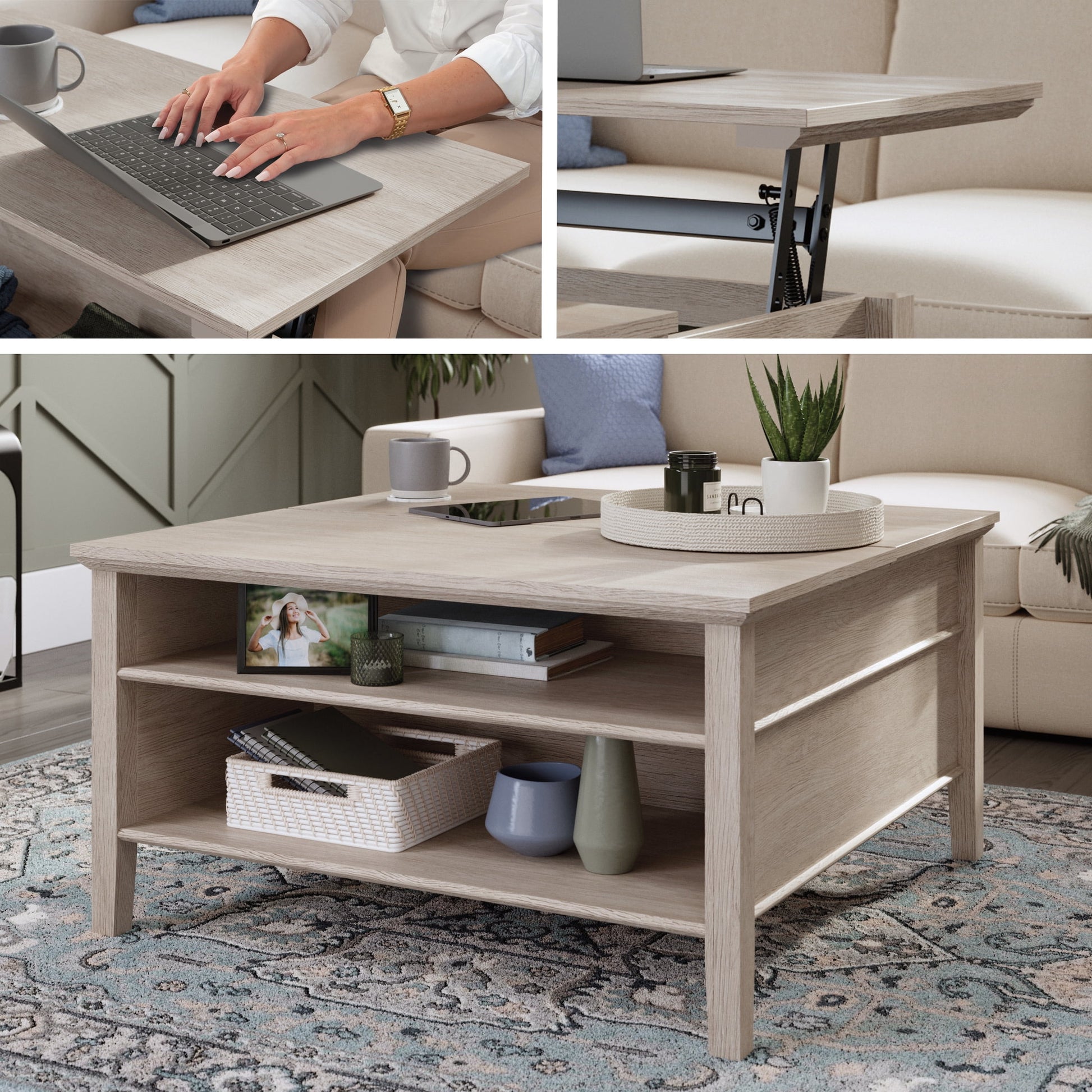 Sauder East Adara Lift-Top Coffee Table, Cascade Oak Finish