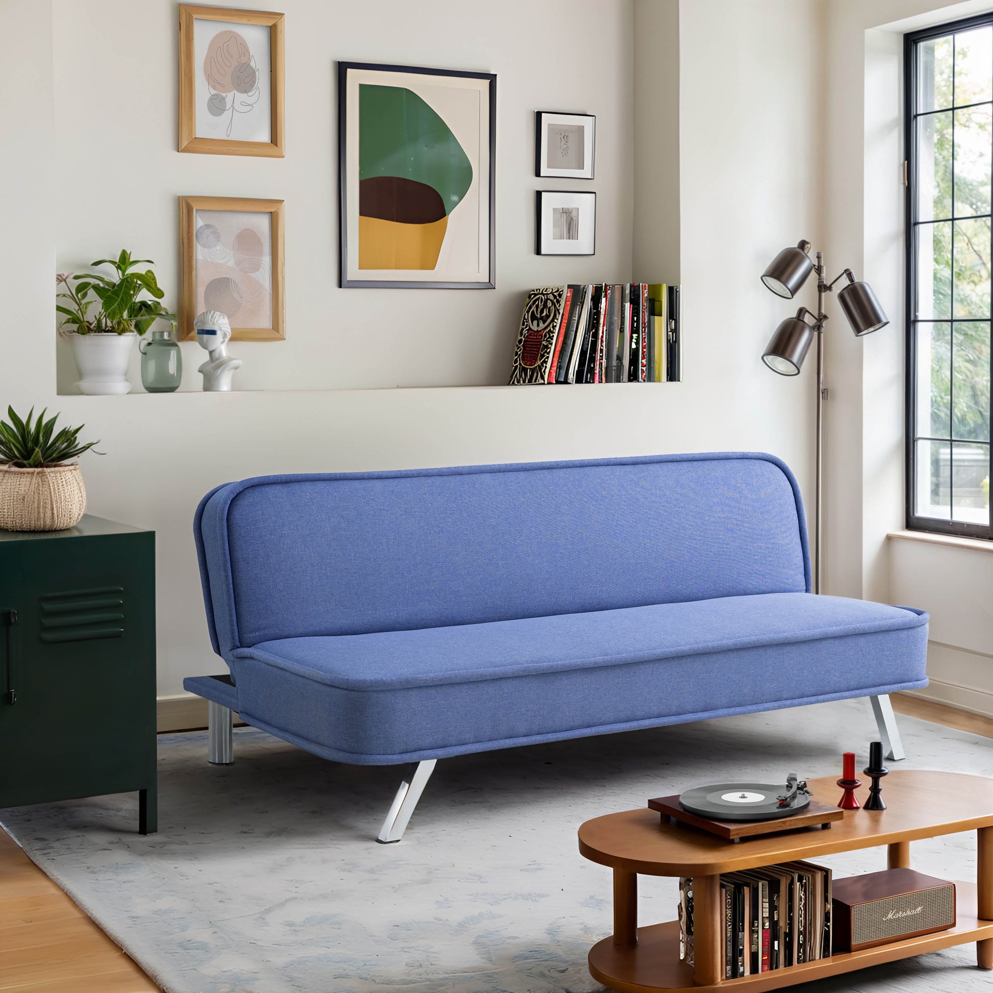 Serta Toronto Modern Convertible Sofa, Blue Woven Fabric