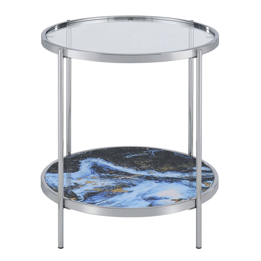 Steve Silver Averie Contemporary 23" Reversible Round End Table, Blue