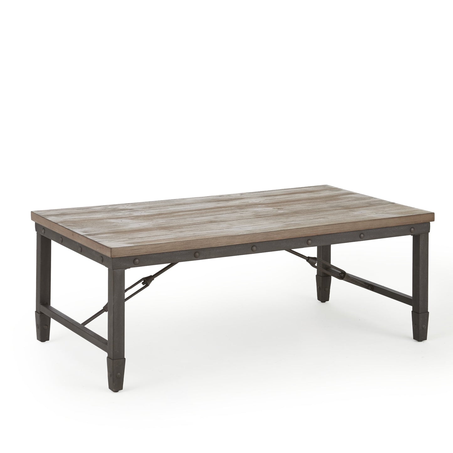 Steve Silver Jersey Rustic Industrial 48" Wood Coffee Table, Tobacco Brown