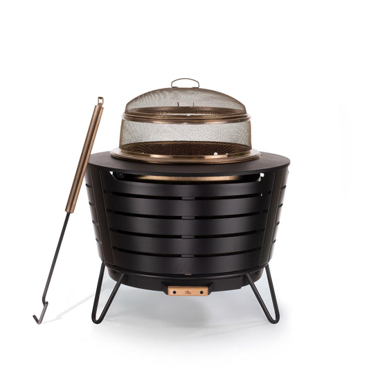 TIKI Brand Smokeless Patio Fire Pit with Screen and Poker | Wood Burning Fire Pit with Weather Resistant Cover, Ash Pan, Wood Pack