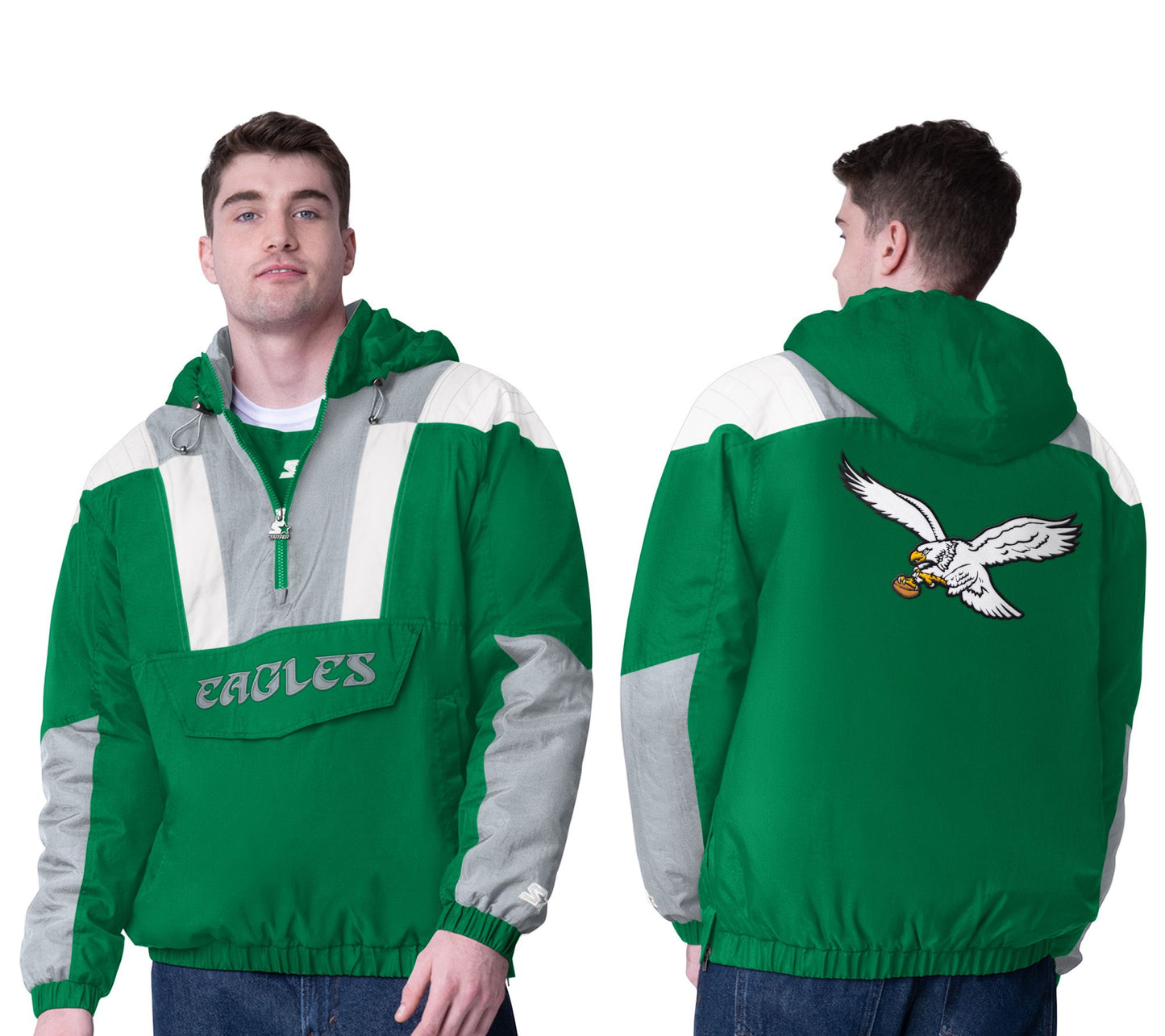 NFL Starter Men's Crinkle Half Zip Retro Pullover Jacket