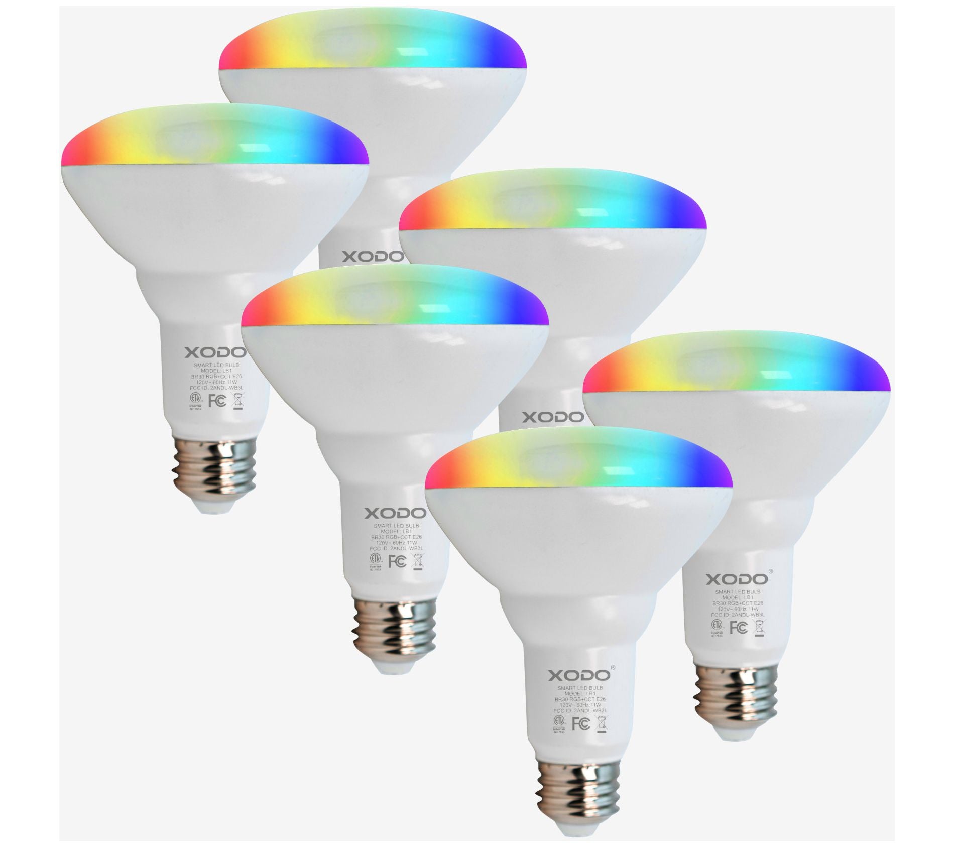 XODO Smart Floodlight LED Bulb 6-Pack Multi-Color WiFi E26 11