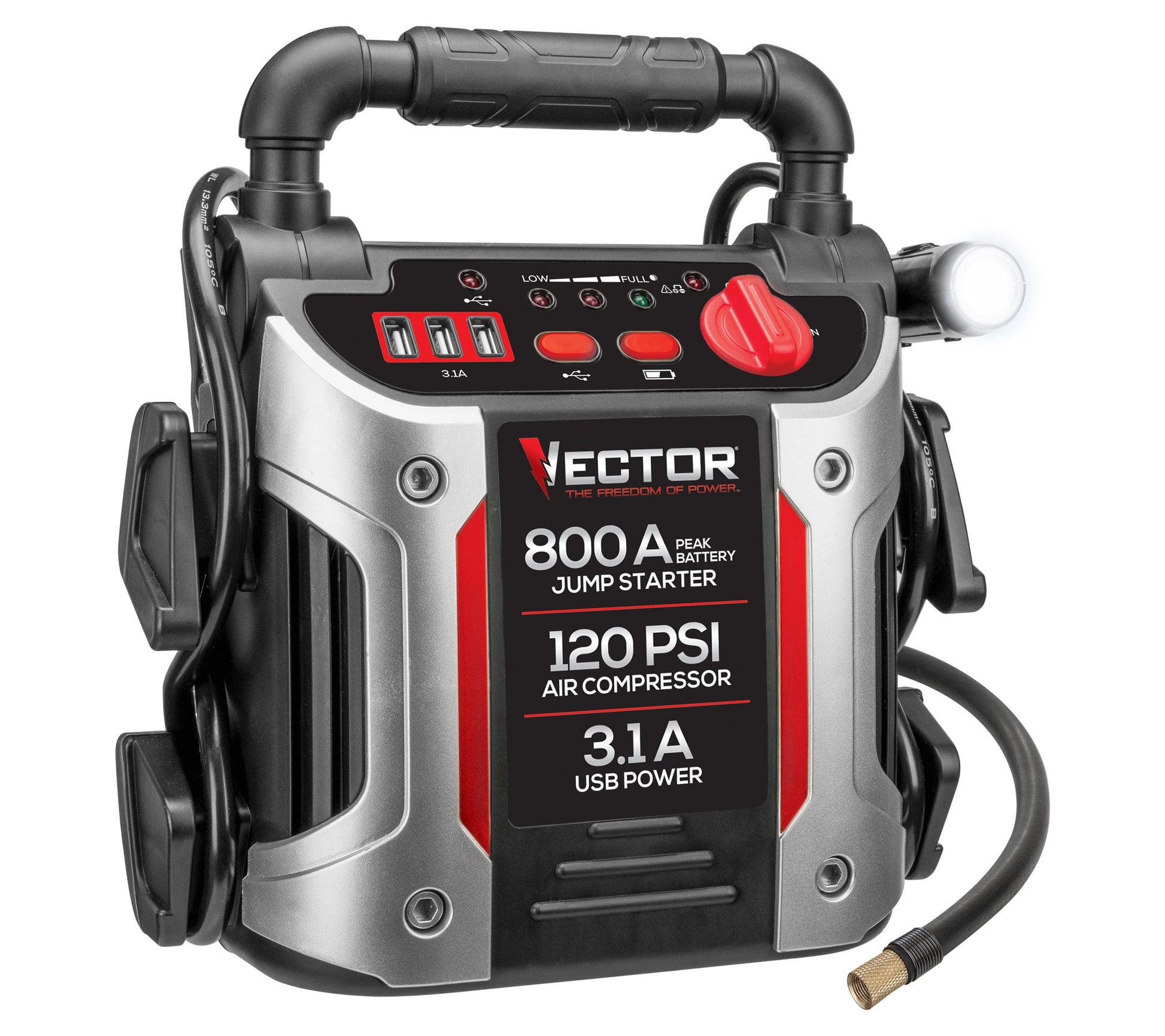 Vector Rechargeable 800 Peak Amp Jump Starter &Air Compressor