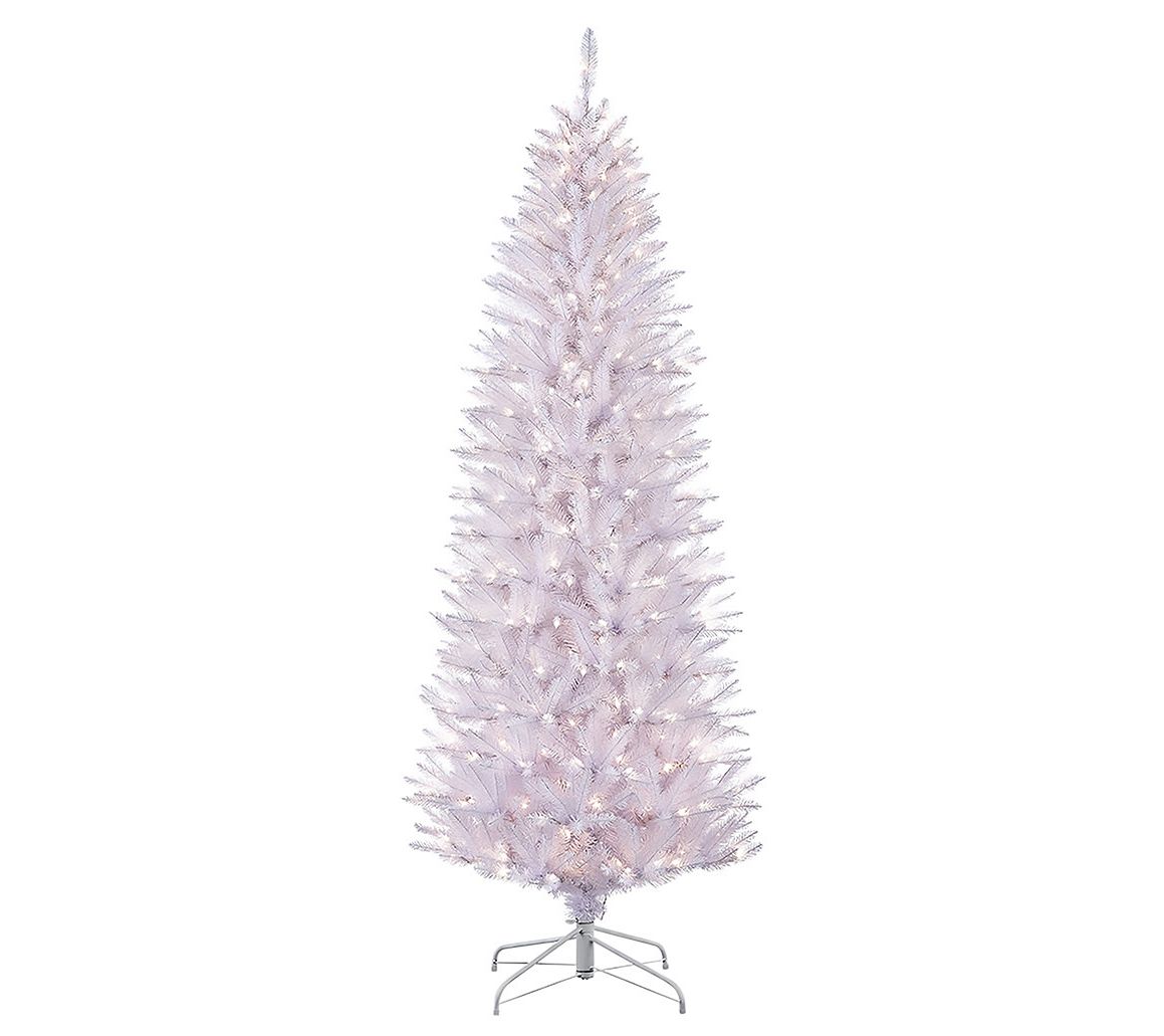 Puleo 6.5' Pre-Lit White Fraser Fir Pencil Christmas Tree