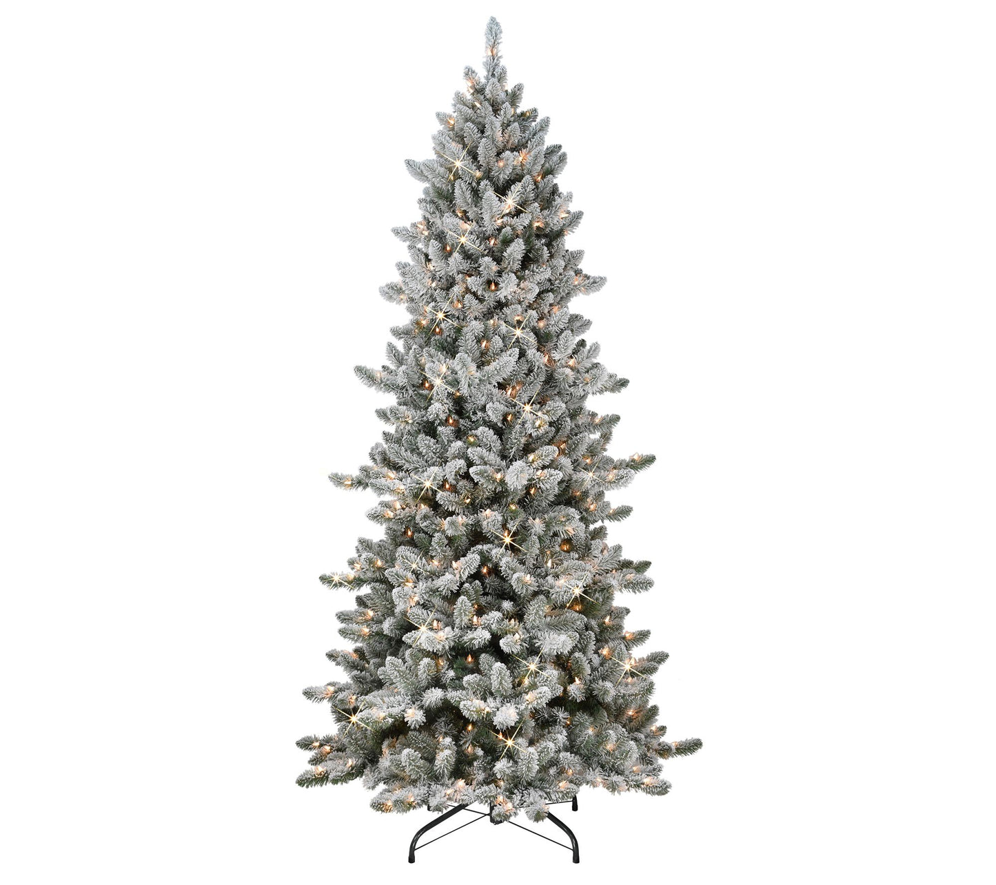 Puleo 7.5' Slim Flocked Royal Majestic Spruce C hristmas Tree