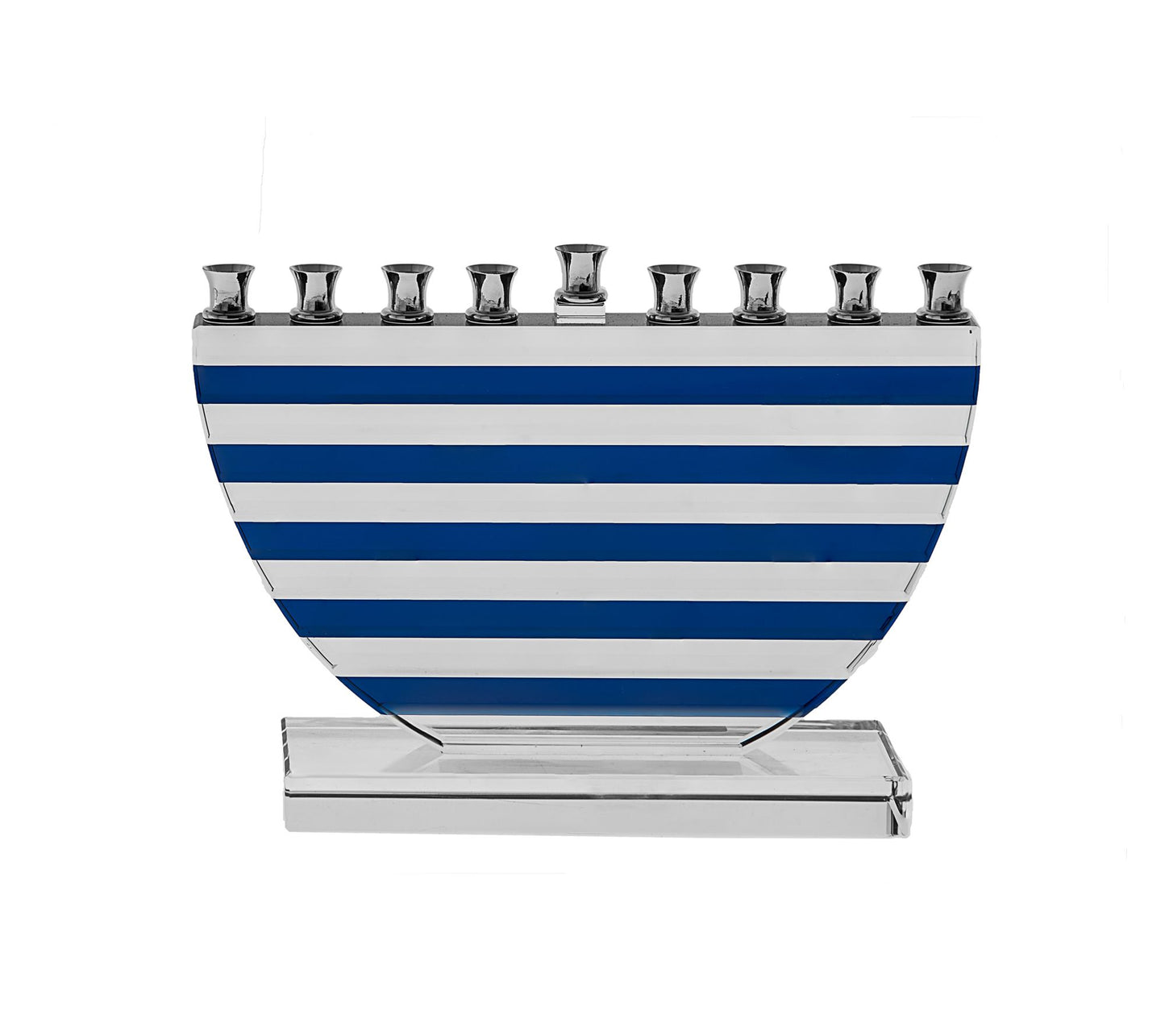 Copa Judaica Blue Stripe Crystal Menorah