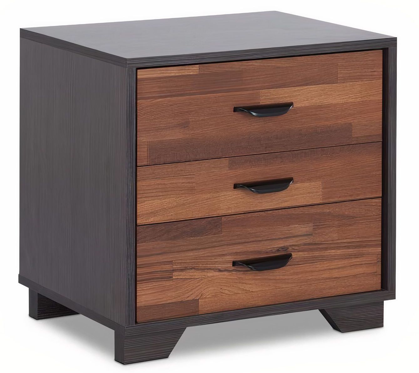 Walnut And Espresso Contemporary Nightstand