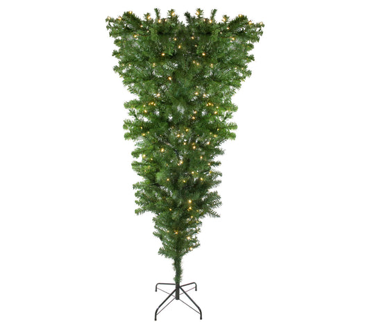 Northlight 6.5' Upside Down Spruce Christmas Tre w/LED Lights