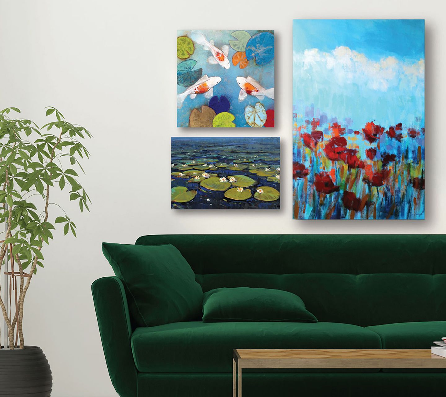 Courtside Market Water Lilies 3-Piece Canvas Set