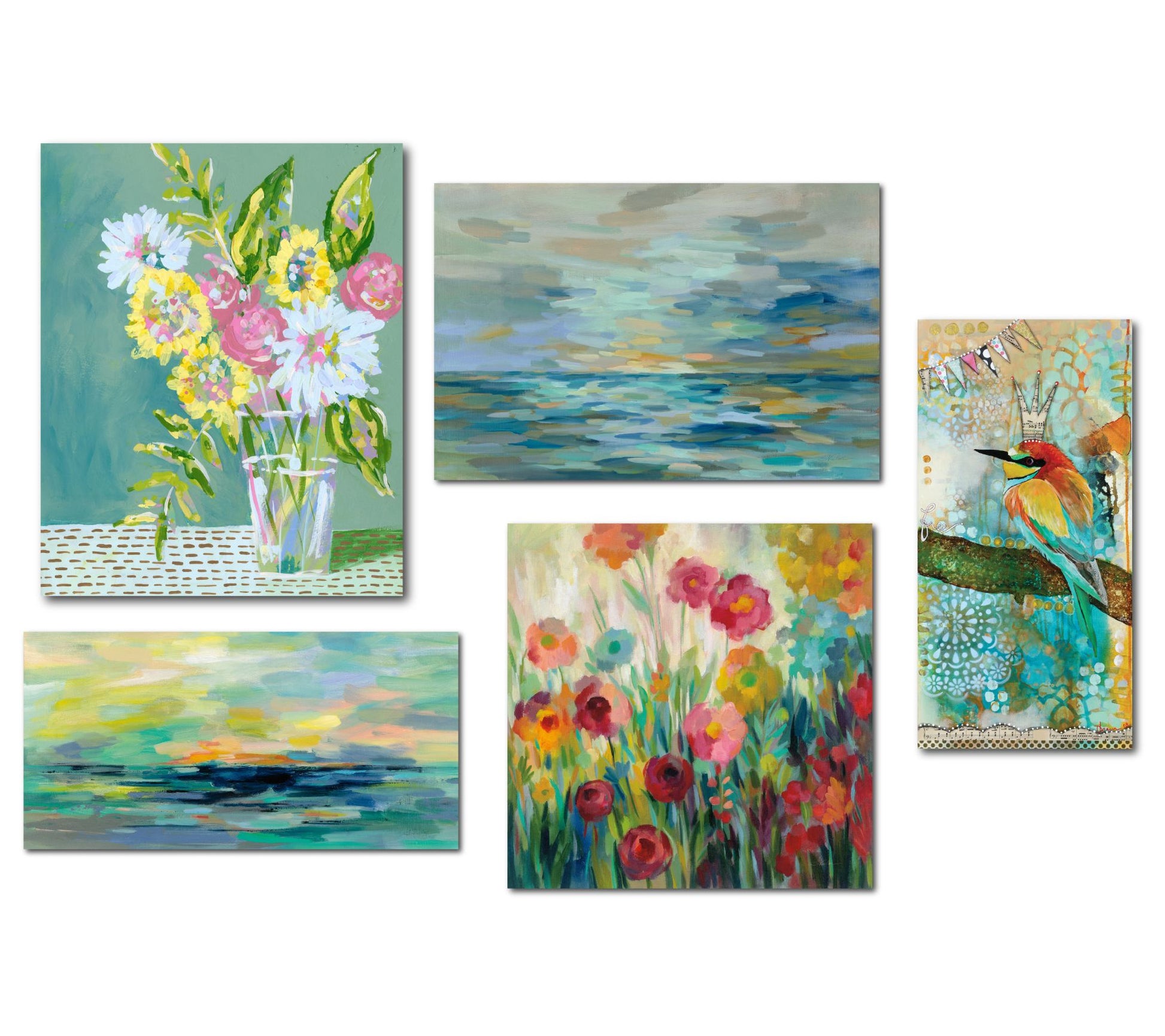 Courtside Market Teal Beach 5-Piece Canvas Set