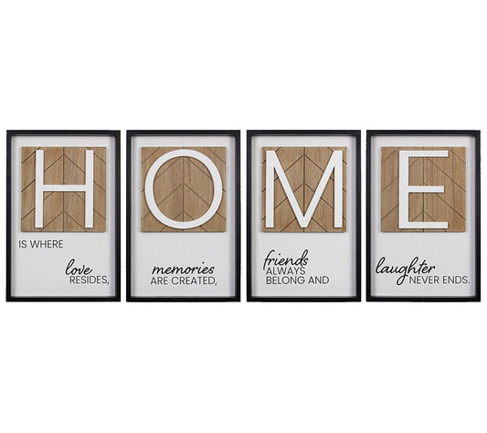 Young's Inc. Wood Country HOME Wall Sign, 4-Piece Set
