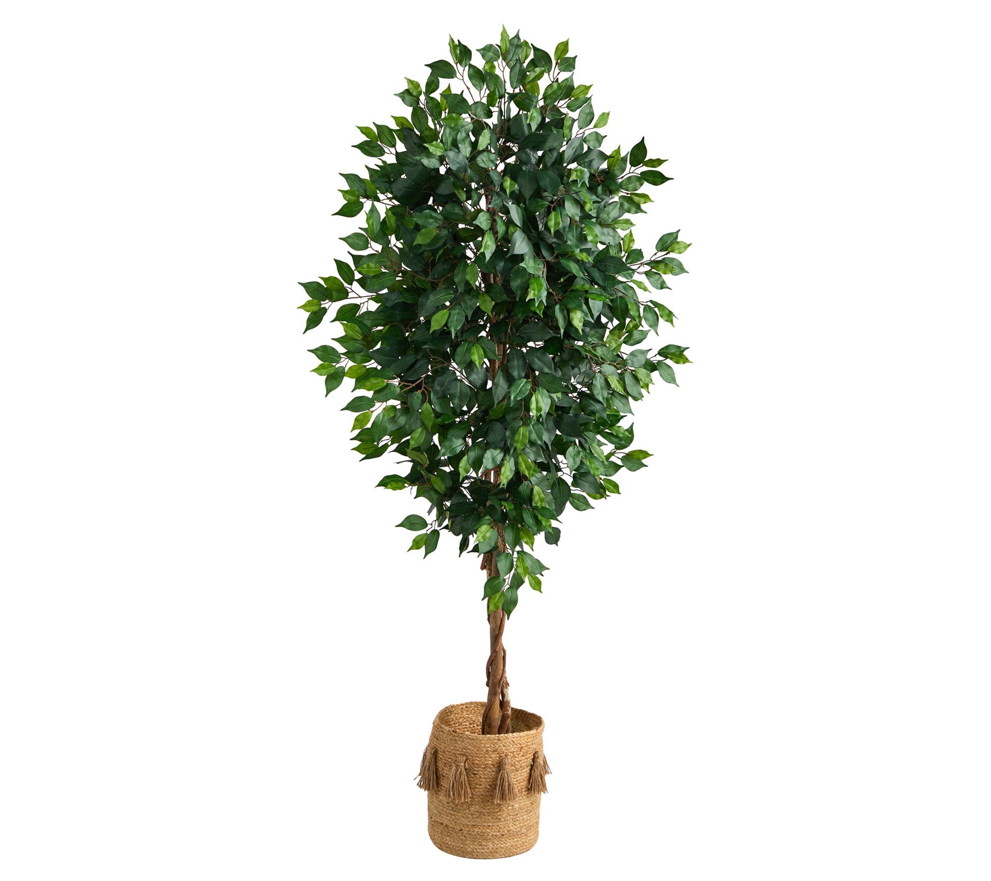 Nearly Natural 6' Ficus w/ Natural Trunk in Jute Planter