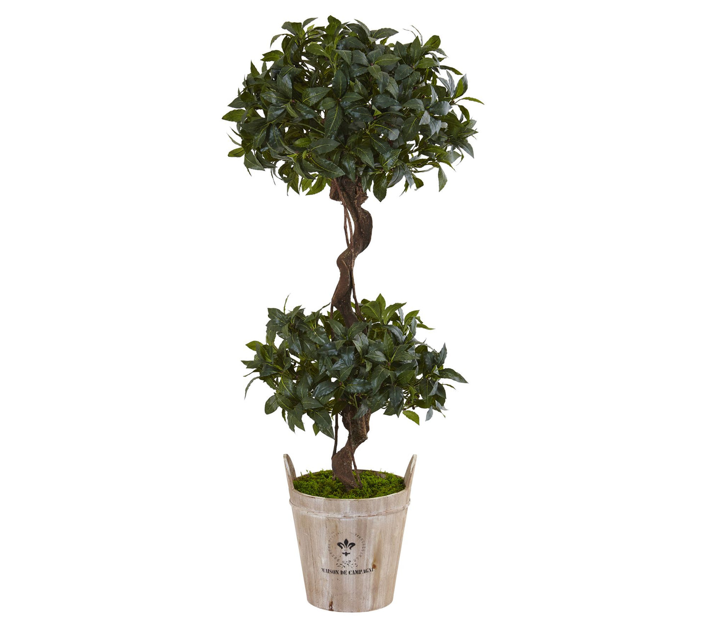 Nearly Natural 4.5' Sweet Bay Double Topiary Tree w/Planter