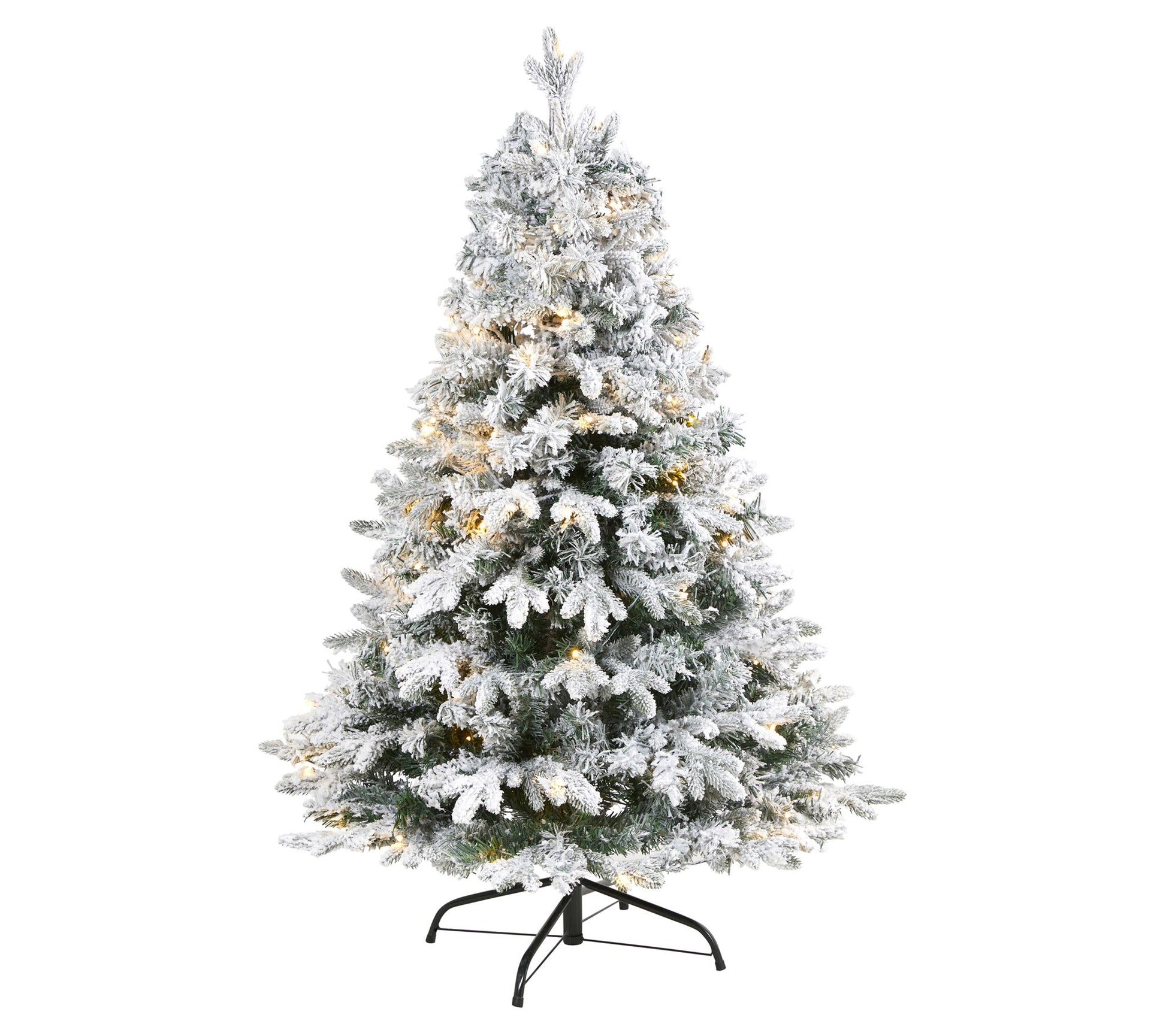 Nearly Natural 4' Flocked  Christmas Tree w/100Clear LEDs