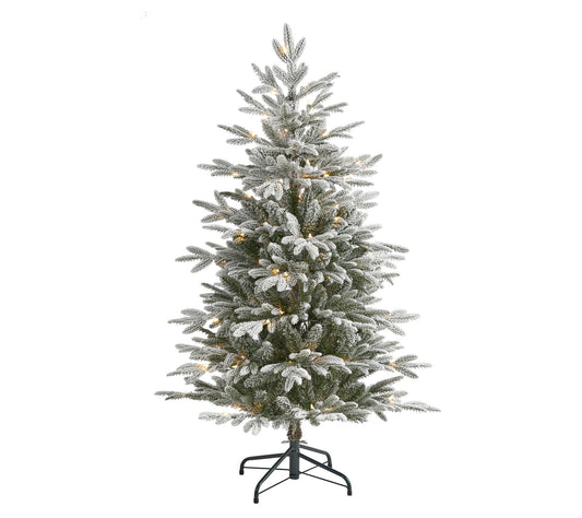 Nearly Natural 4.5' Flocked Manchester Spruce w/ 100 Clear LED