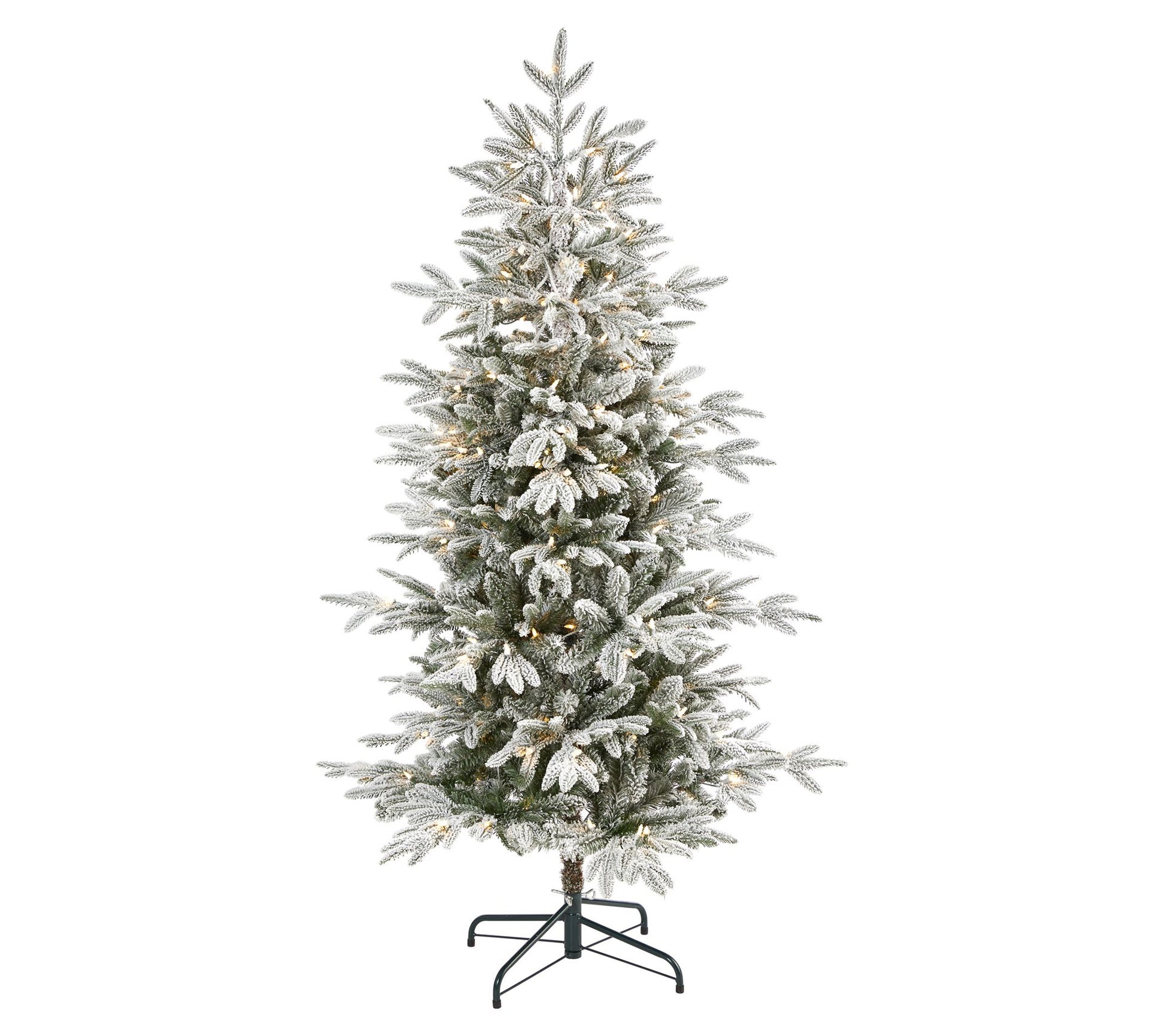 Nearly Natural 5.5'Flocked Manchester Spruce Tree w/200 LED