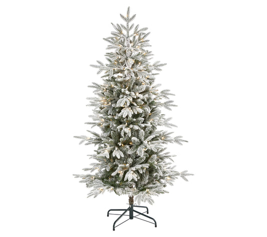 Nearly Natural 5.5'Flocked Manchester Spruce Tree w/200 LED