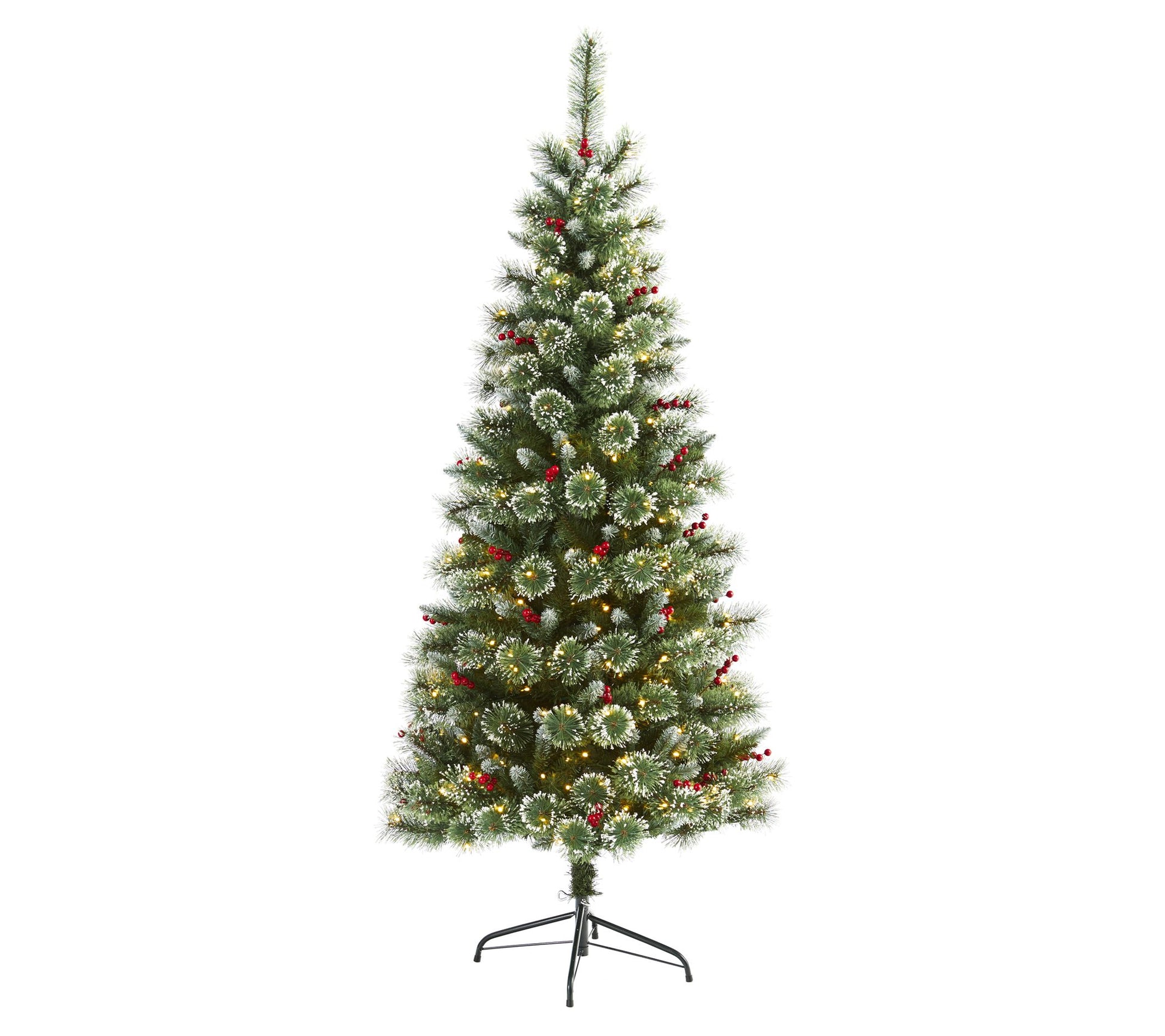 Nearly Natural 6' Frosted Swiss Pine Tree w/300 Clear LED