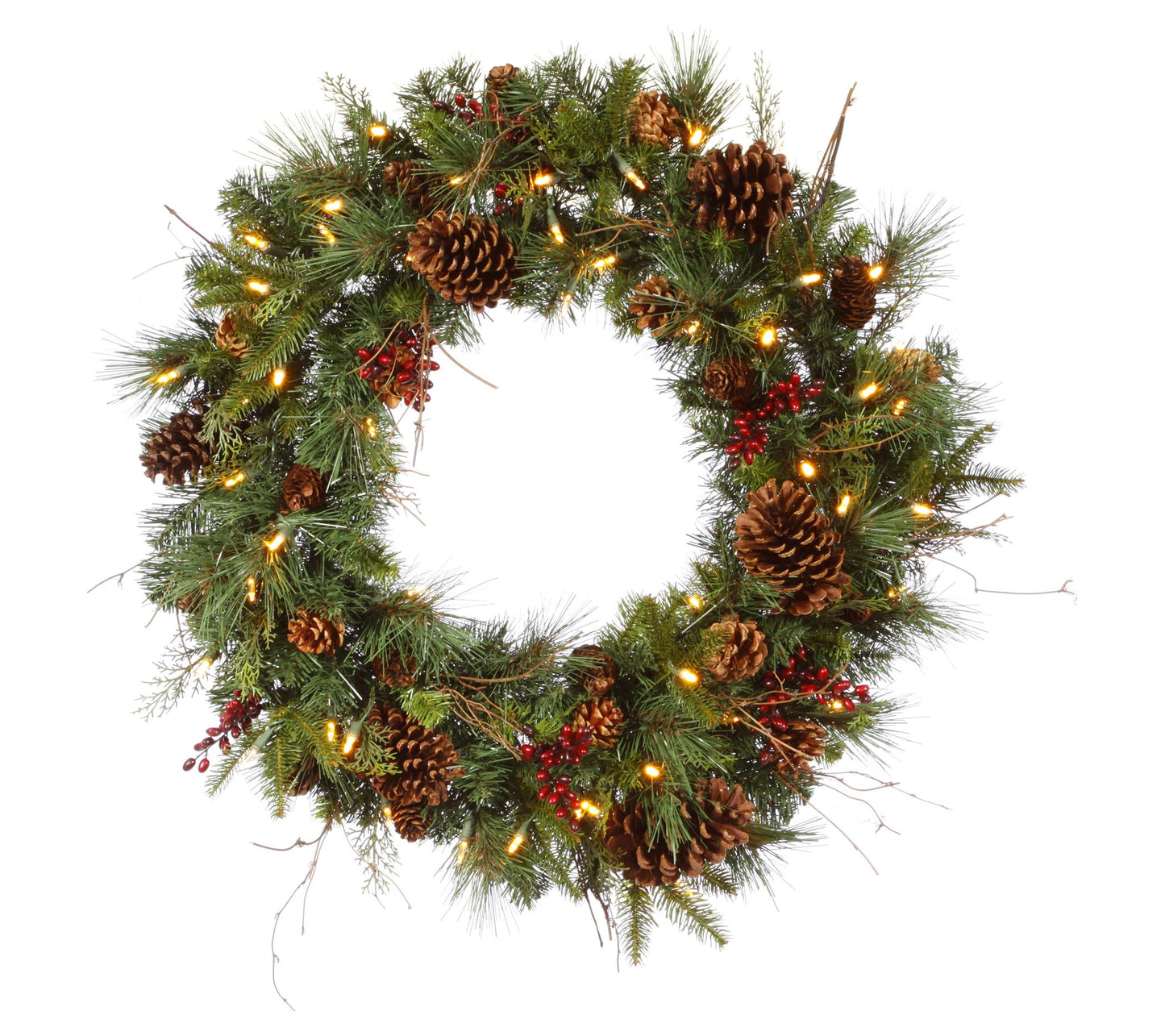 Vickerman 30" Cibola Mix Berry Wreath LED50WmWht