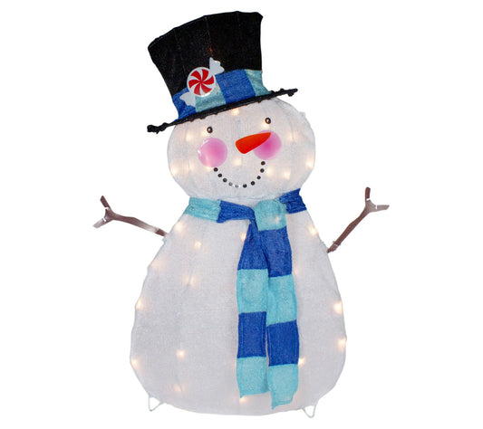Northlight 32" White and Blue Chenille Snowmanutdoor Decor