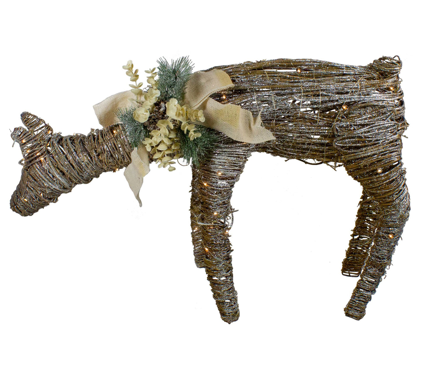 Northlight 38" LED Drinking Rattan Deer Fawn Yard Decorations