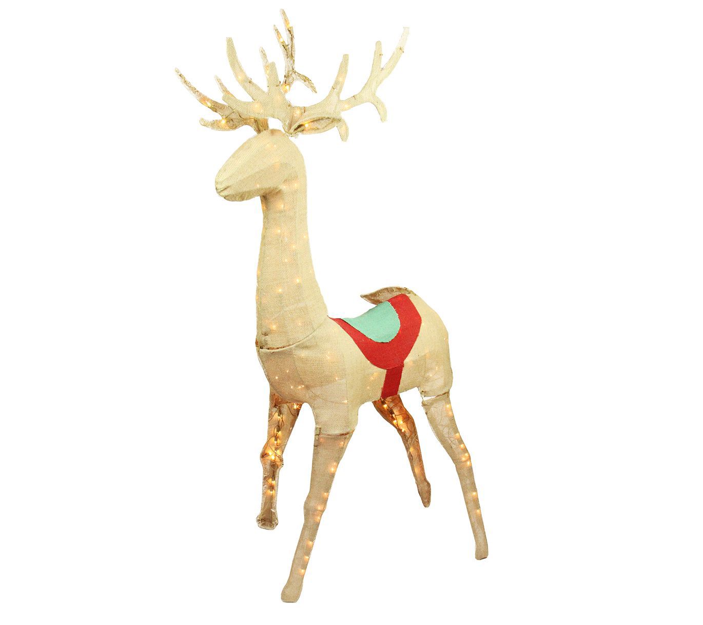 Northlight 60" Beige & Red Pre-Lit Standing Reindeer Decor