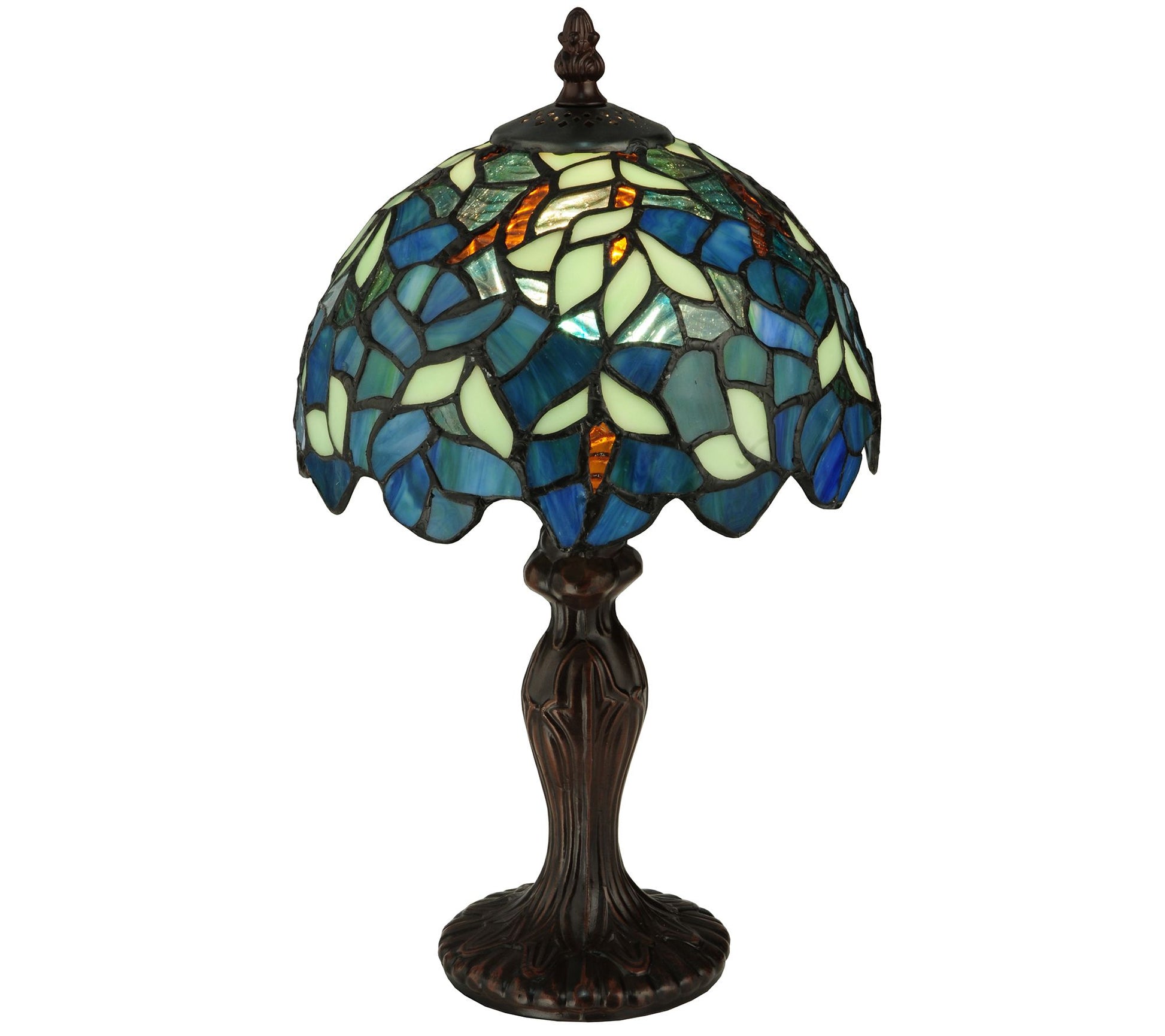 Meyda Tiffany-Style 14"H Nightfall Wisteria Mini Lamp