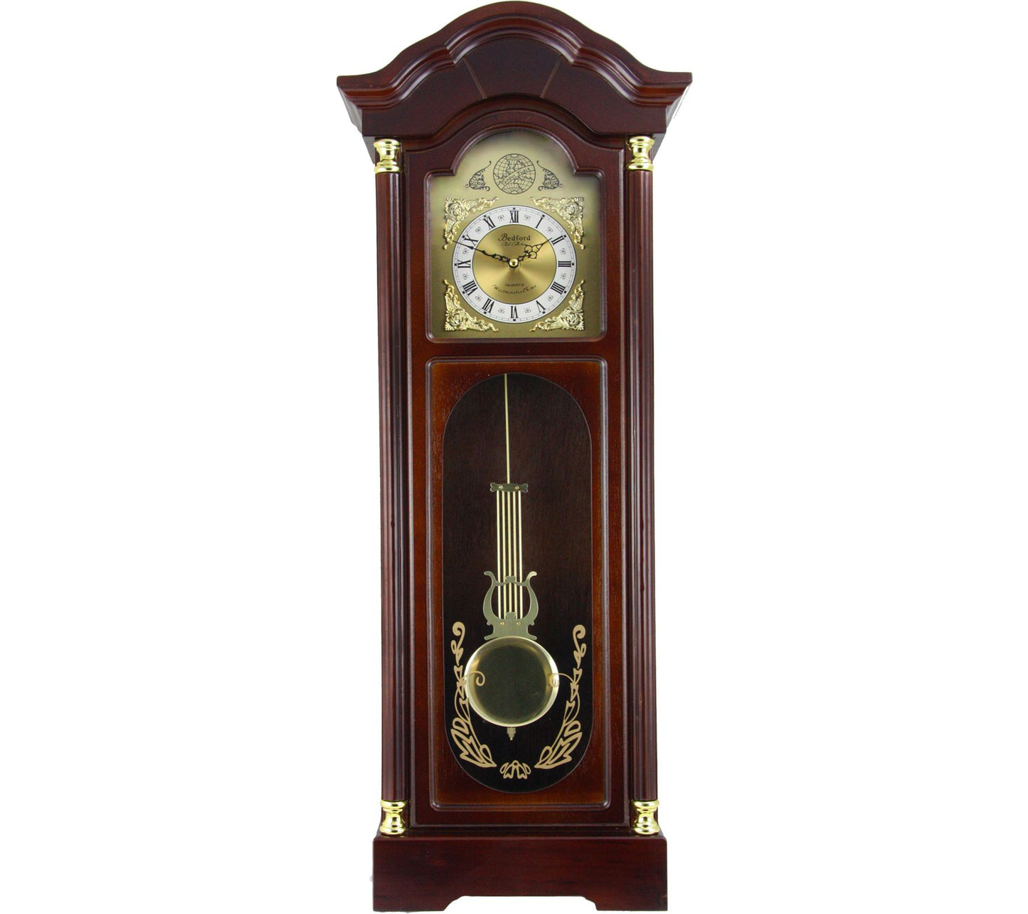 Bedford Clock 33" Antiqued Cherry Oak Finish Wall Clock/Chime