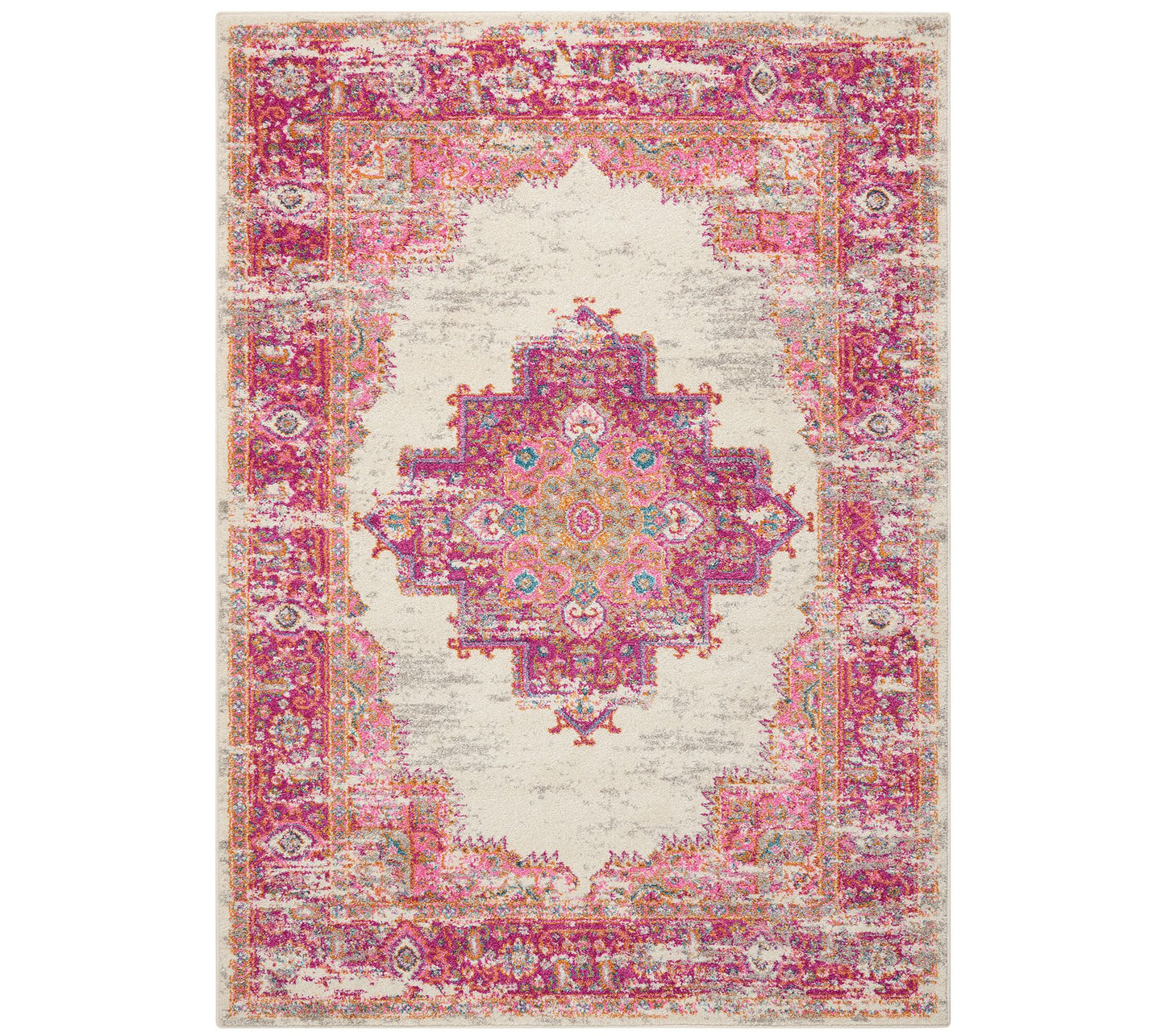 Nourison Passion Ivory/Fuchsia 5'3" x 7'3" AreaRug